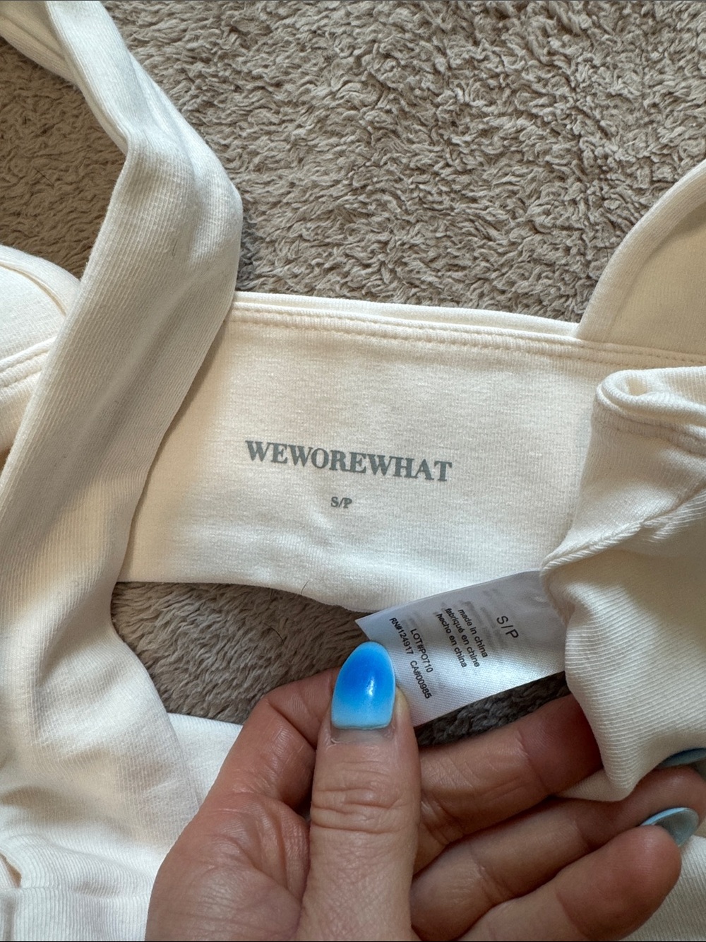 WeWoreWhat White Cotton Bandeau Sports Bra / Crop Top - Picture 7 of 10